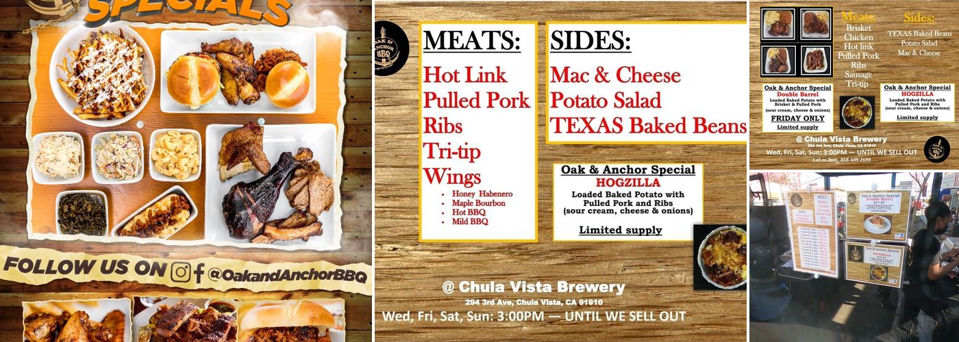 Oak and Anchor BBQ Menu