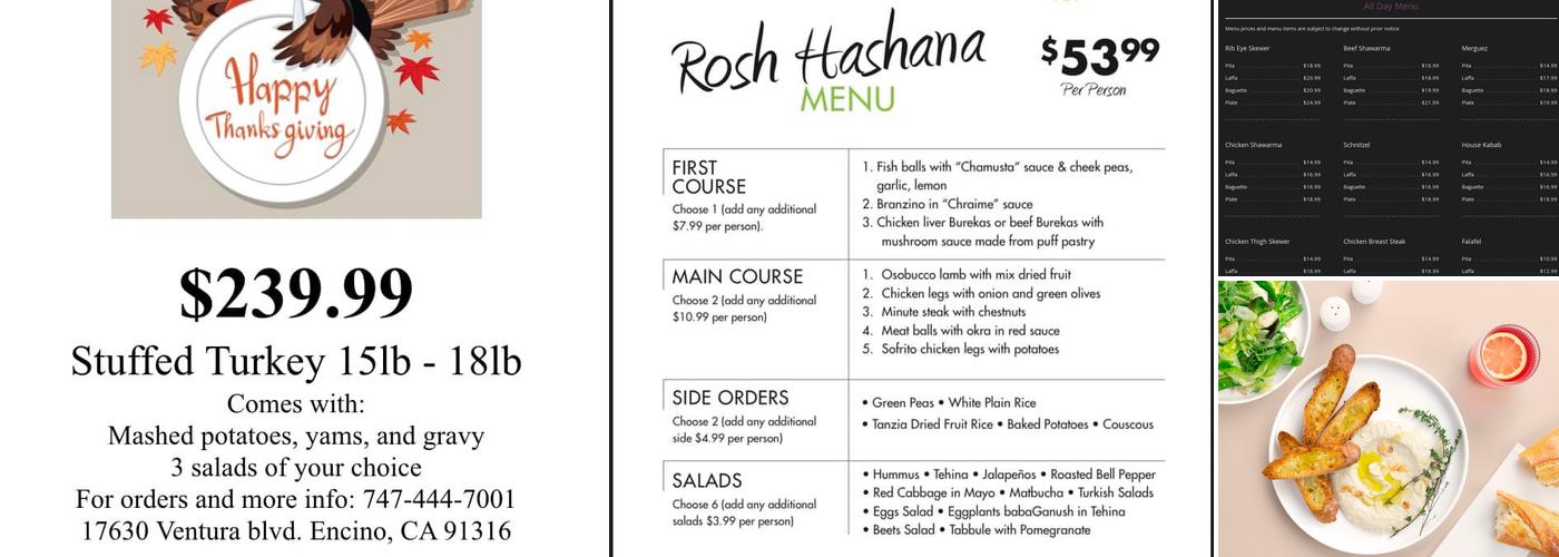 Tel Aviv Authentic Kitchen Menu