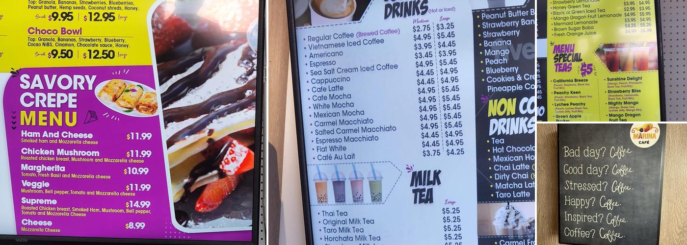 Marina Cafe Menu