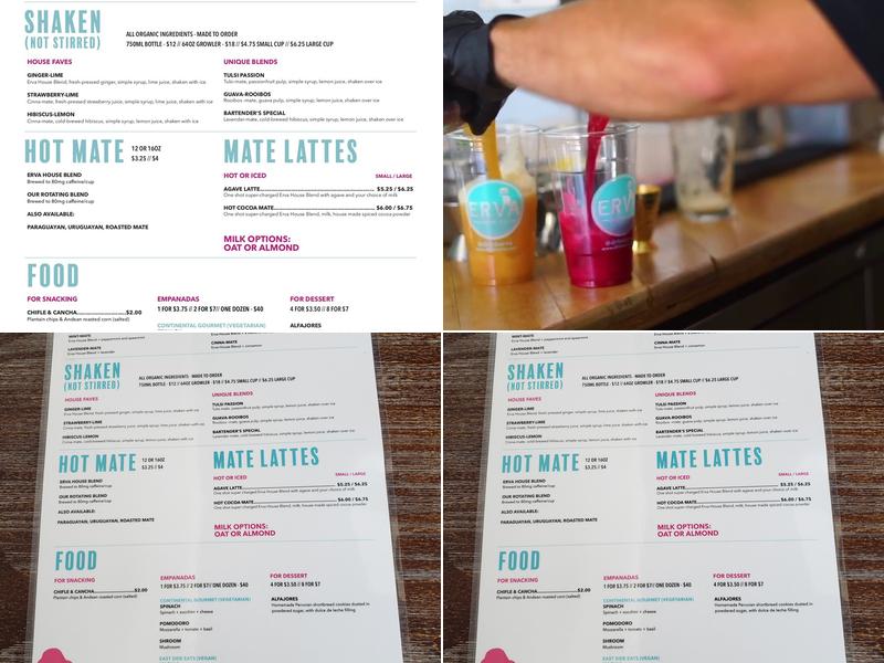 Erva Brew Co. Yerba Mate Iced Teas Menu