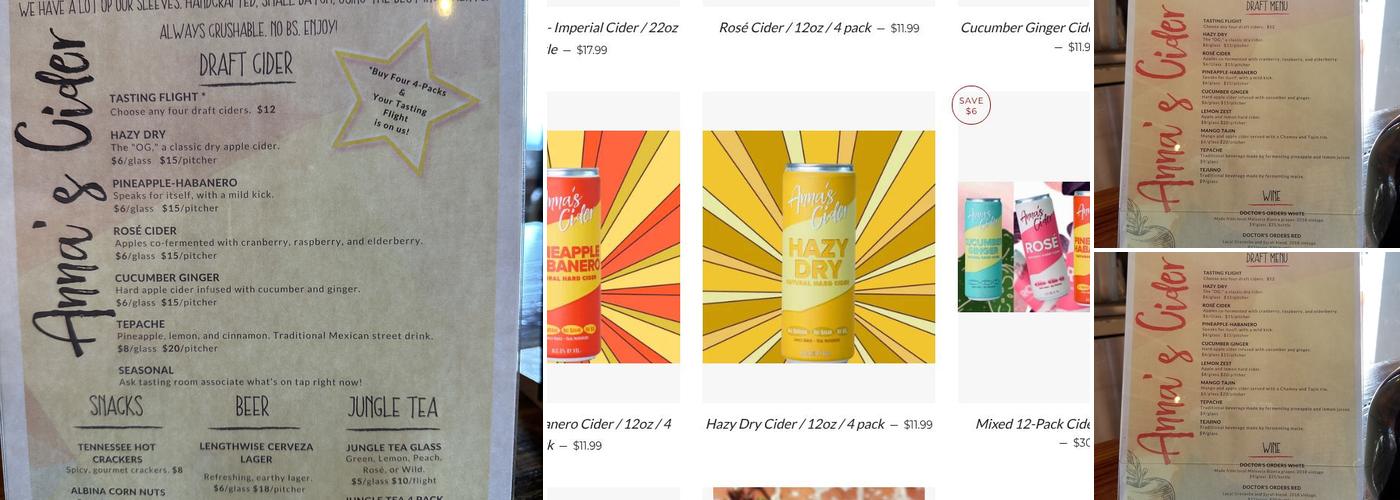 Anna’s Cider Menu