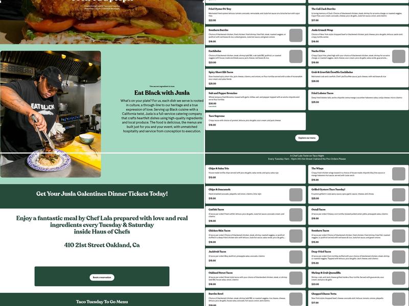 Jusla Eats / Jusla Catering Menu
