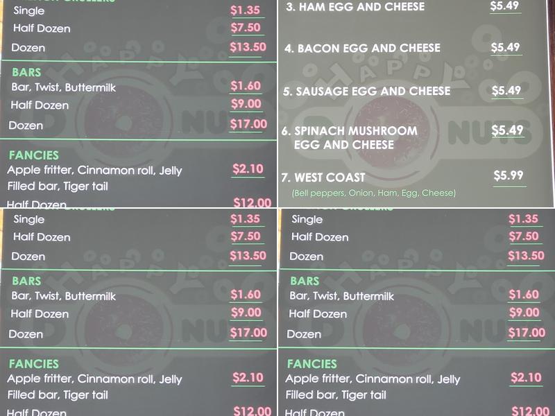 Happy donuts Menu