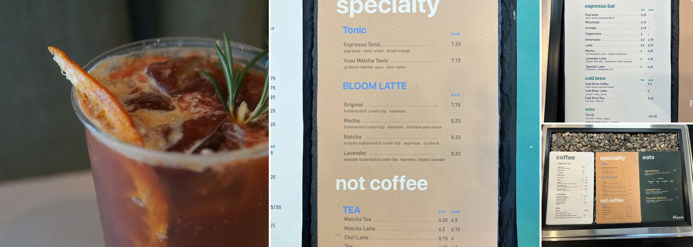 Project Bloom Coffee Menu