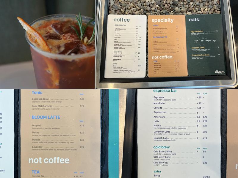 Project Bloom Coffee Menu