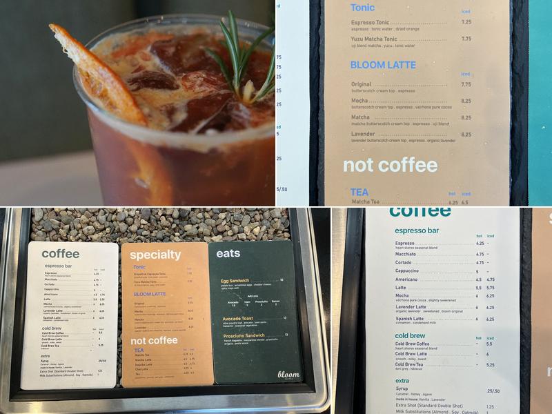 Project Bloom Coffee Menu