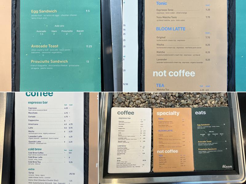 Project Bloom Coffee Menu