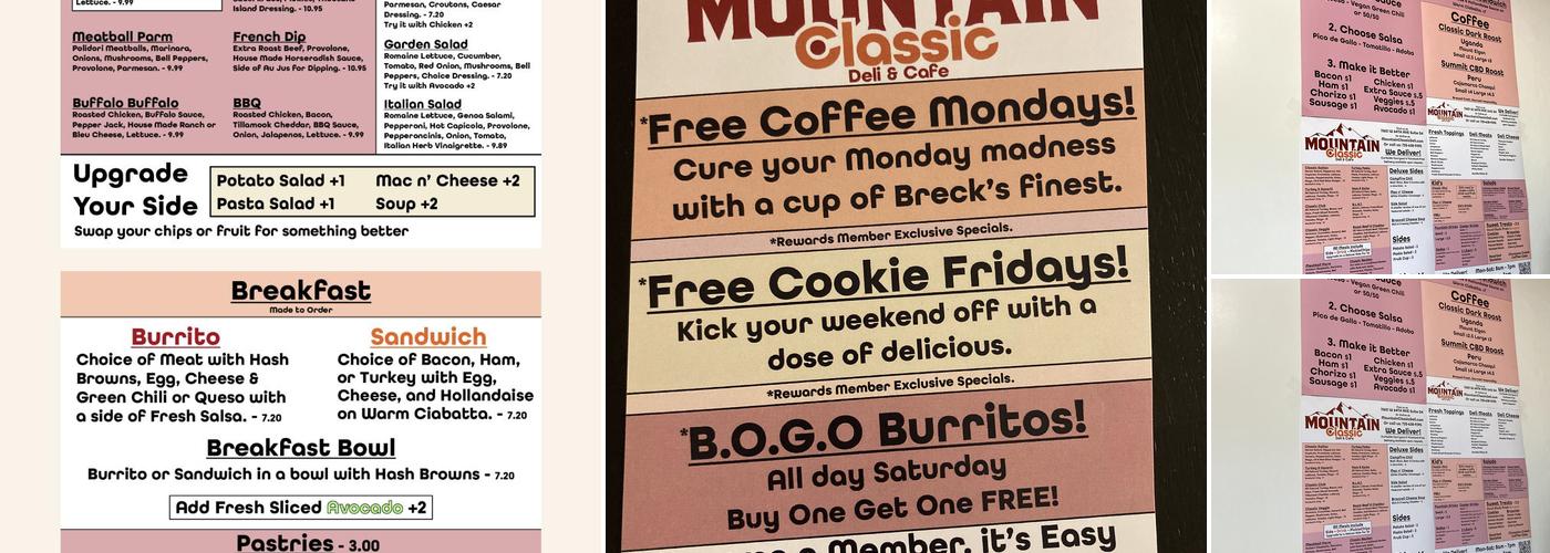 Mountain Classic Deli & Café Menu