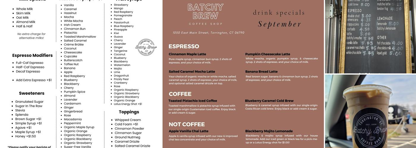 Batchy Brew Menu