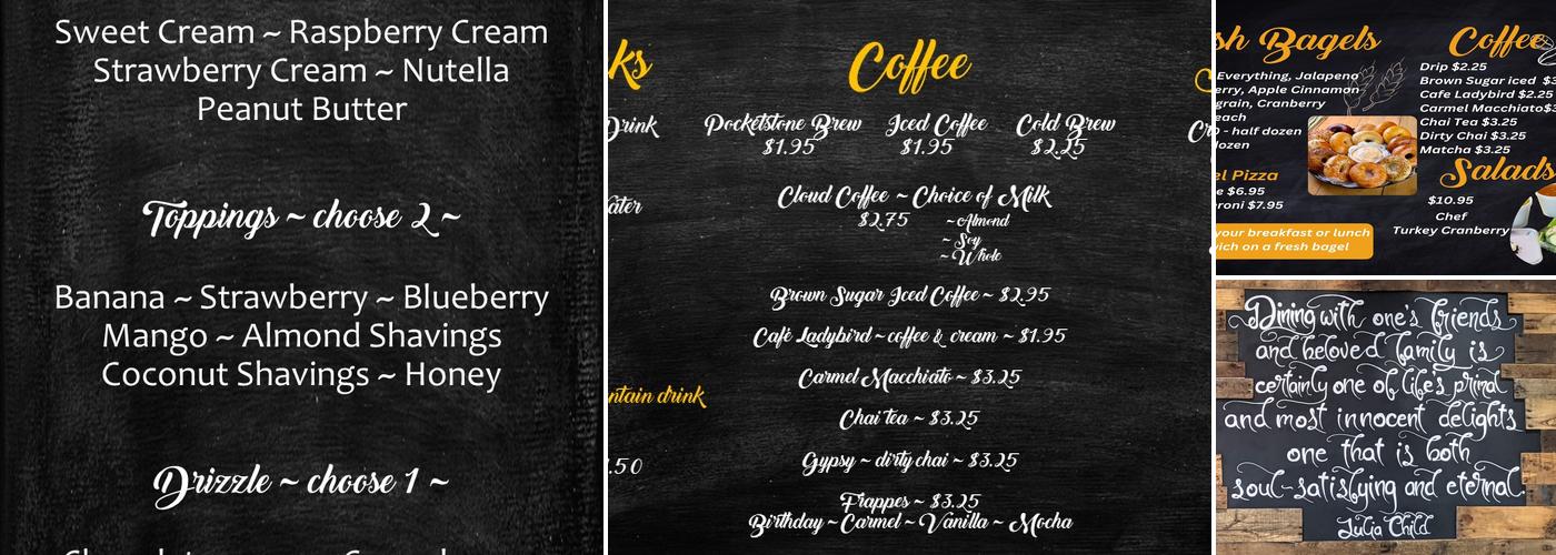 Pocketstone bakery & cafe Menu