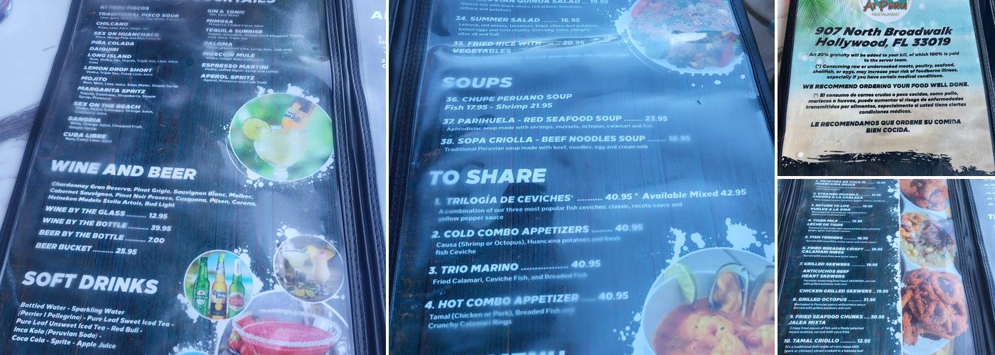 Lima Peru Menu