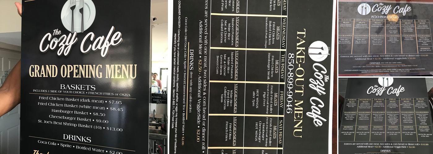 Cozy Cafe Menu