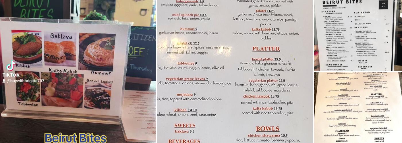 Beirut Bites Menu
