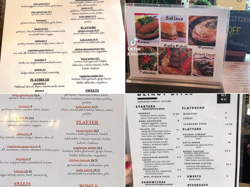 Beirut Bites Menu