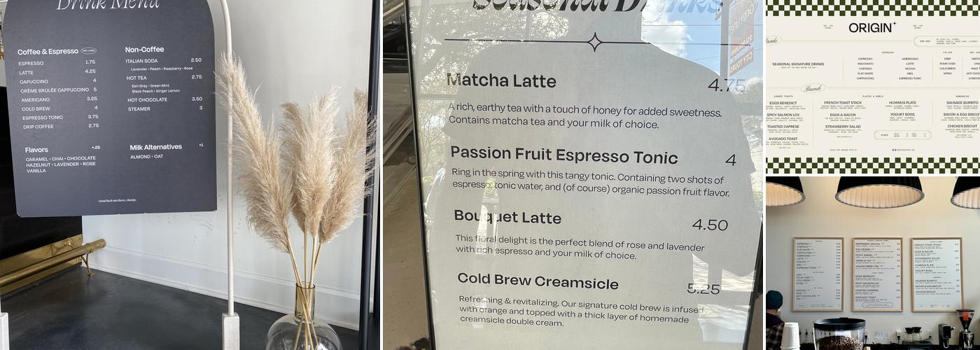 Origin Coffee Bar Menu