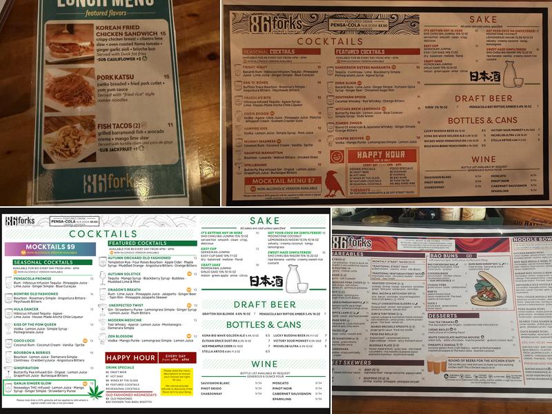 86 Forks Bar + Table Menu