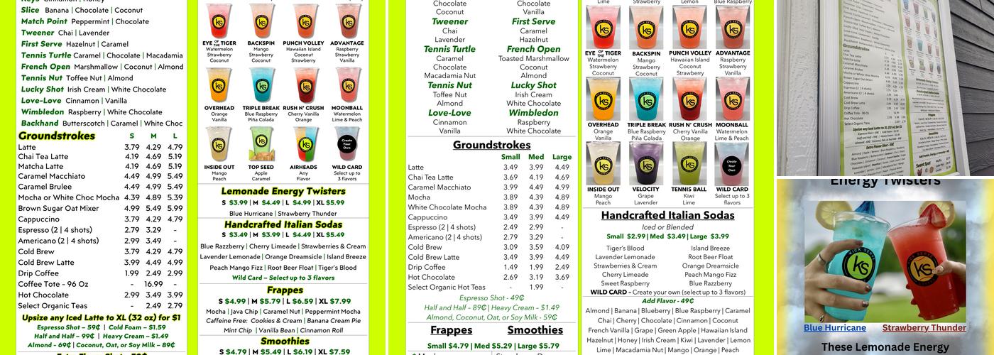 Kick Serve Coffee Menu