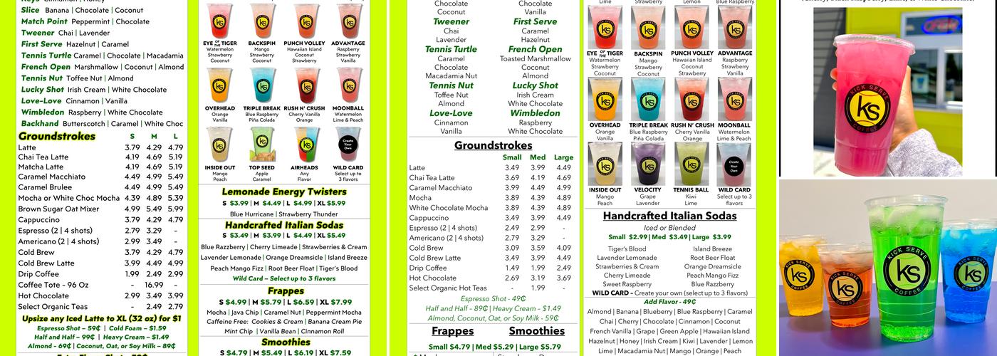 Kick Serve Coffee Menu