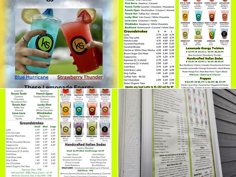 Kick Serve Coffee Menu