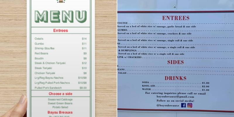 Bayou Breauxs Food Truck Menu