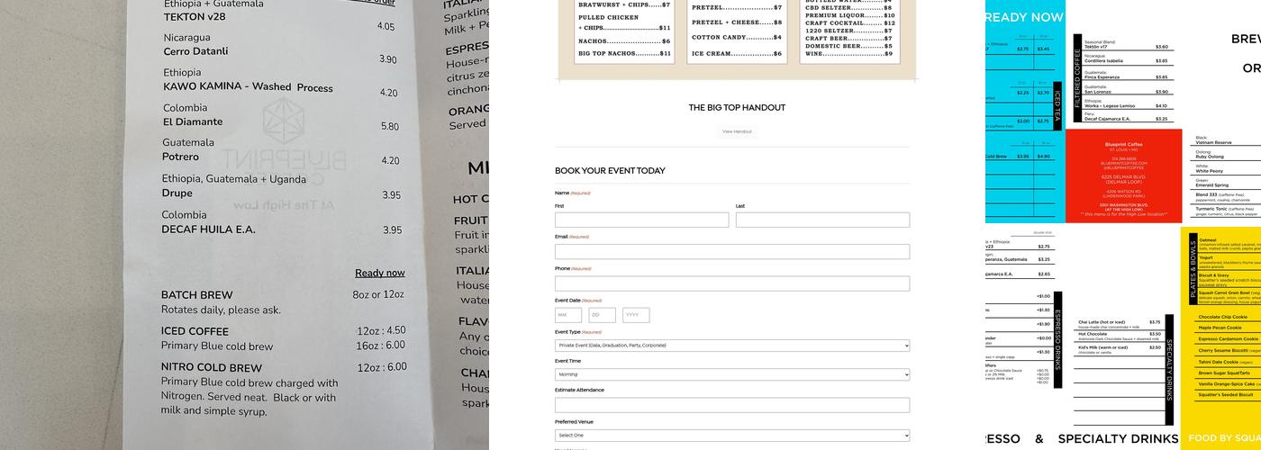 High Low Menu