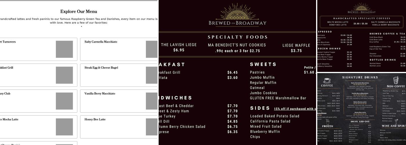 Brewed on Broadway Menu