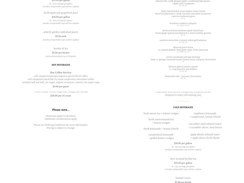 Avalon Catering Menu