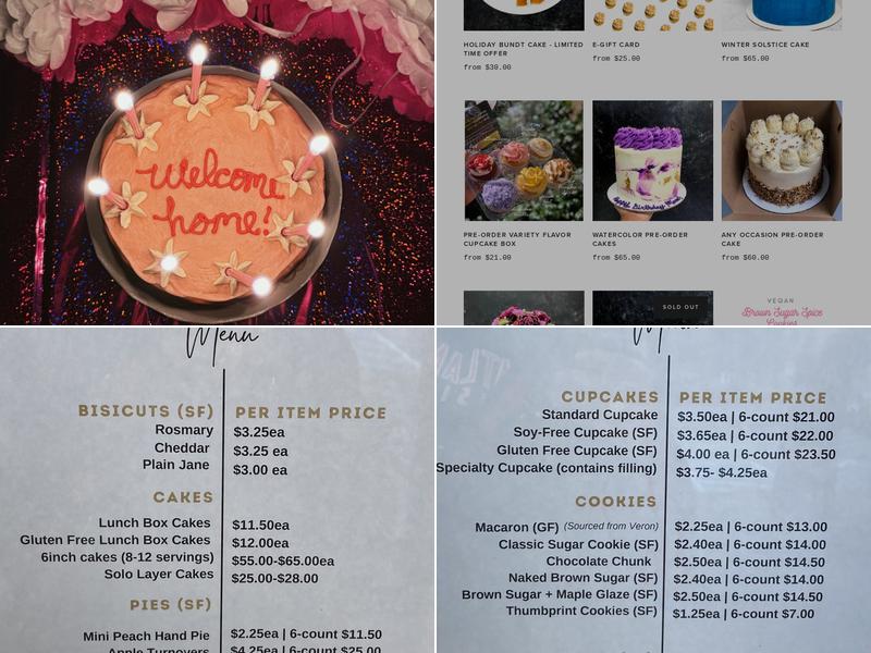 VTasteCakes Vegan Bakeshop Menu