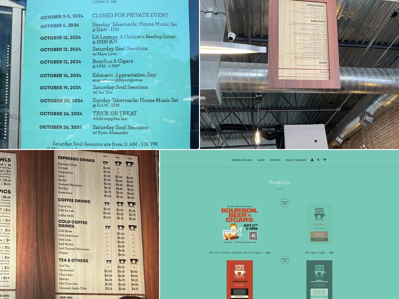 Afro Joes Coffee & Tea Menu