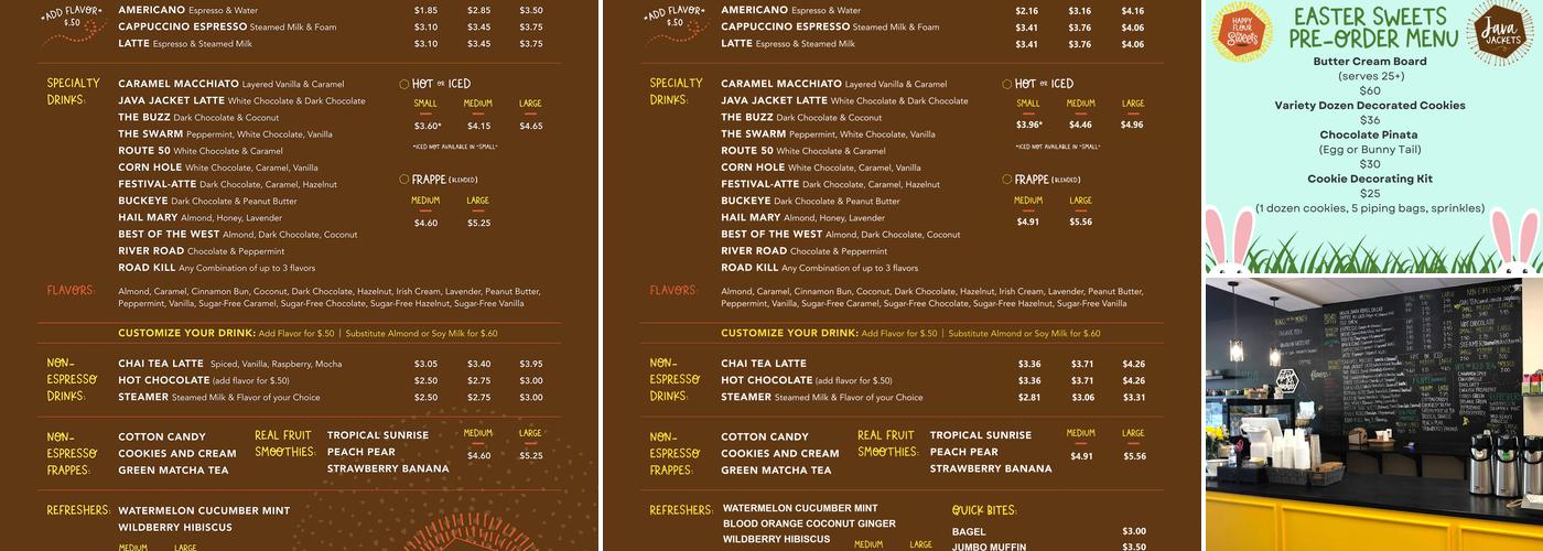 Java Jackets Coffee House Menu