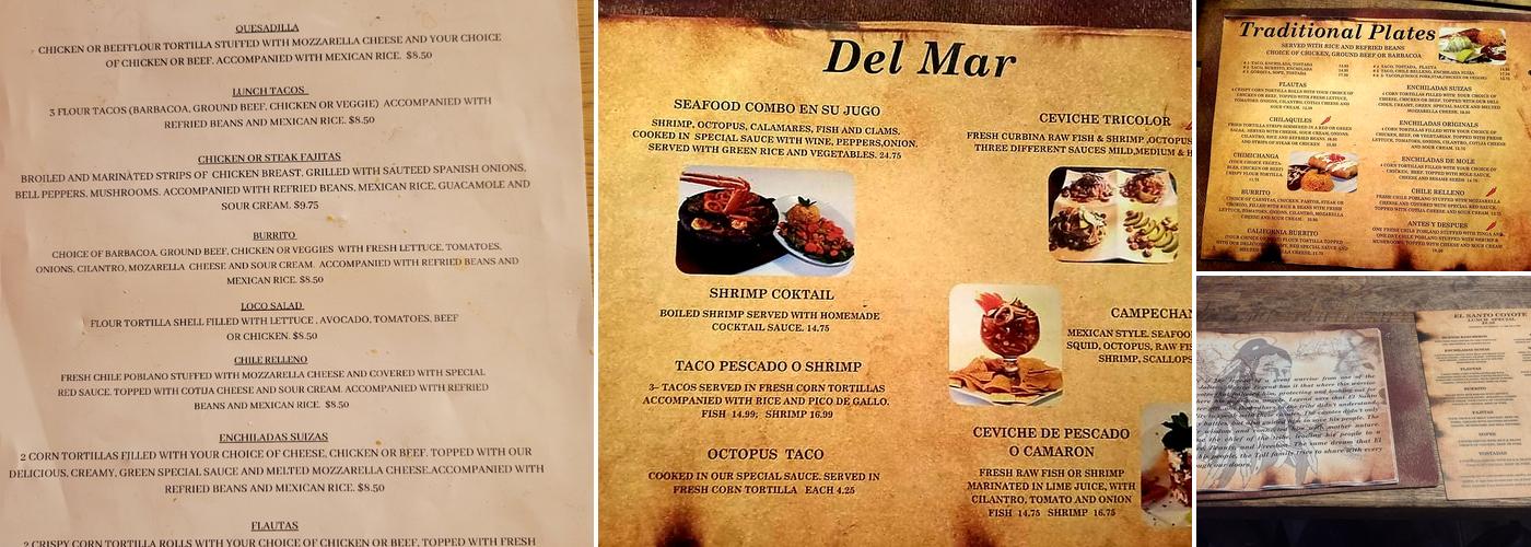El Santo Coyote Mexican Restaurant Bar and Grill Menu