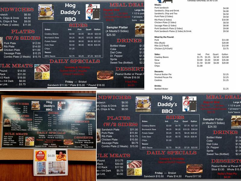 Hog Daddy's BBQ Menu