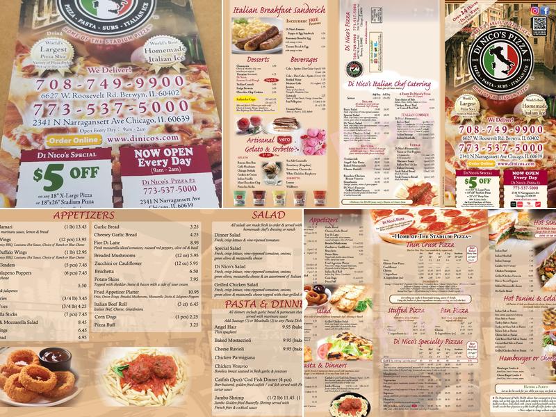 Di Nicos Pizza Menu