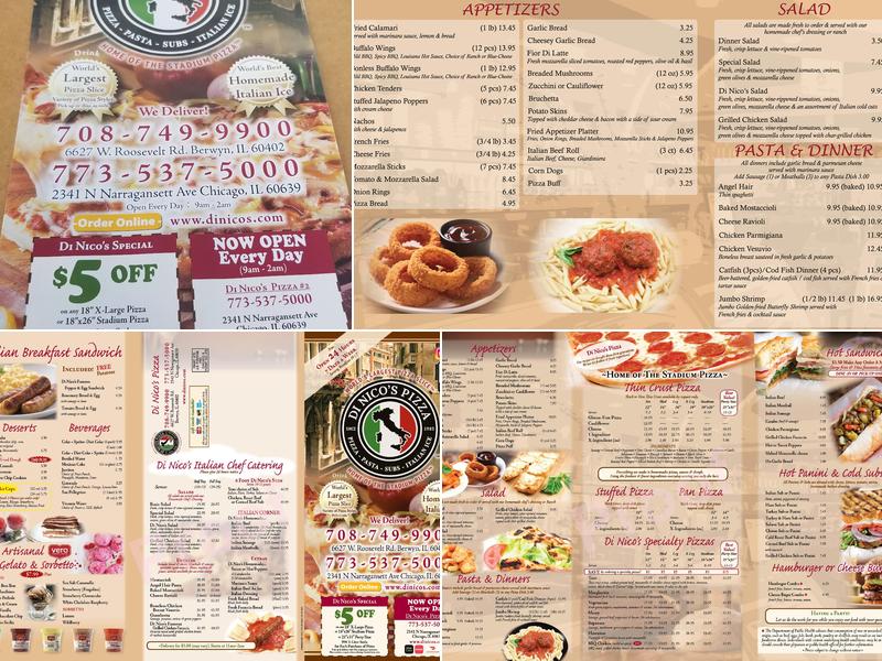 Di Nicos Pizza Menu