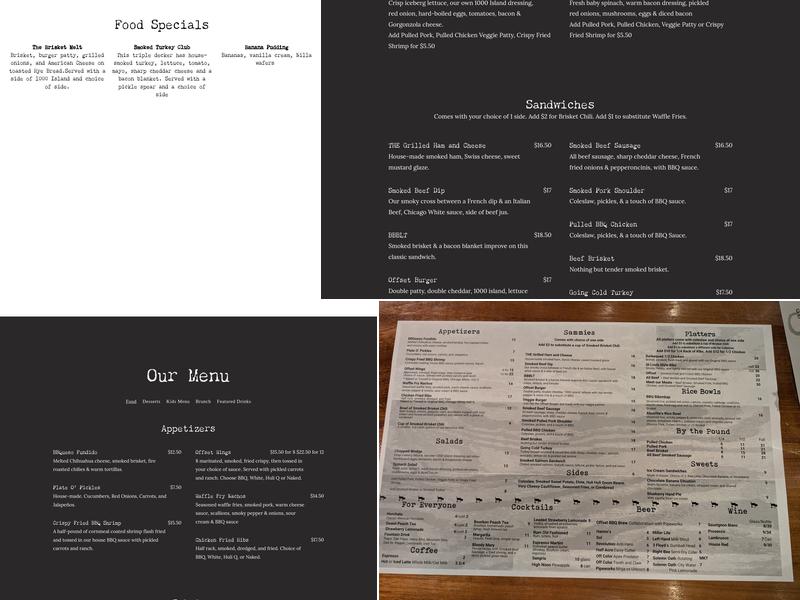 Offset BBQ Menu