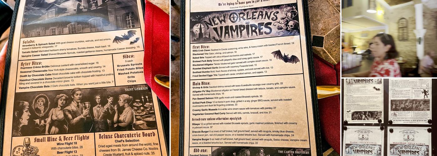 New Orleans Vampire Cafe Menu