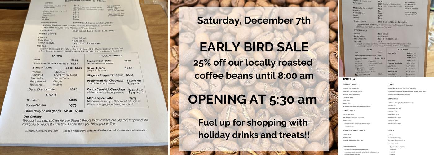 Downshift Coffee Menu