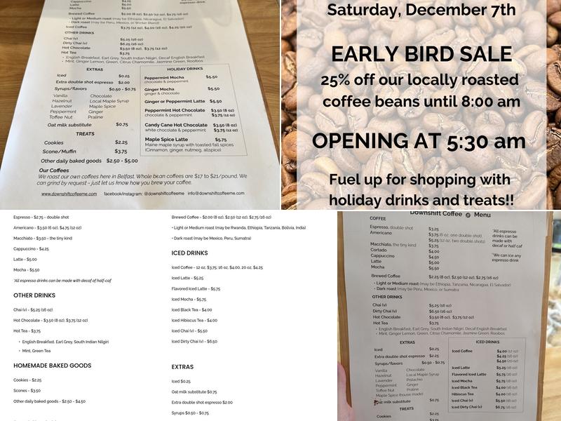 Downshift Coffee Menu