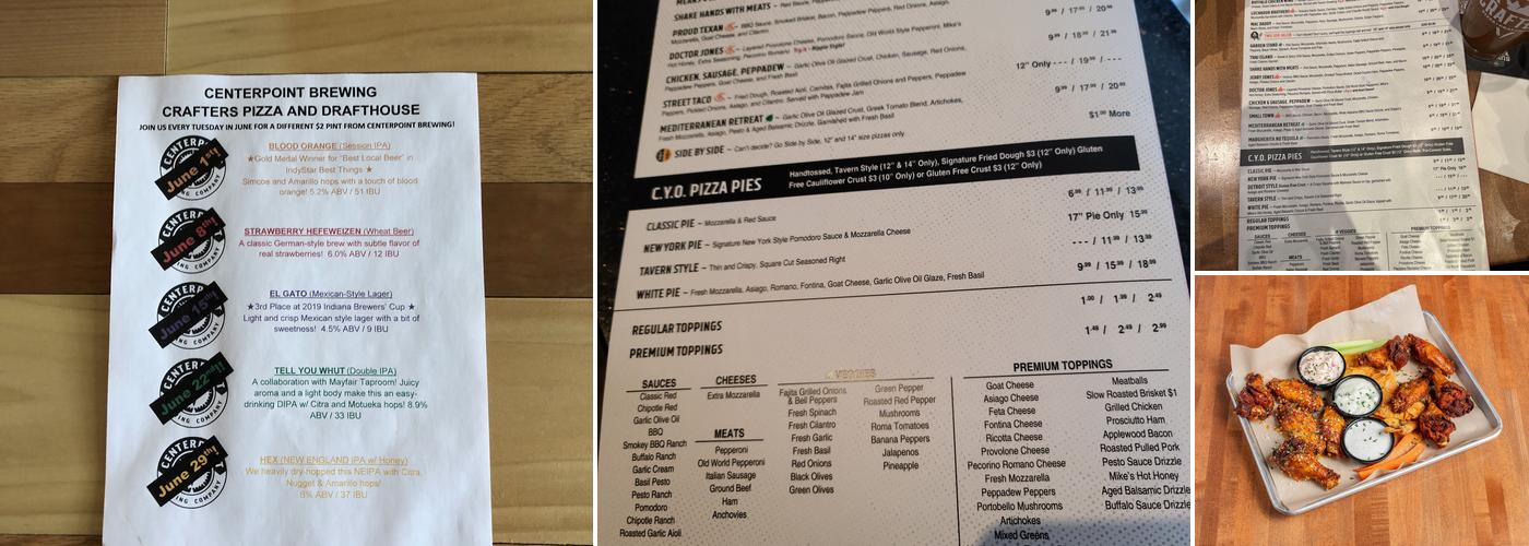 Crafters Pizza and Drafthouse Menu