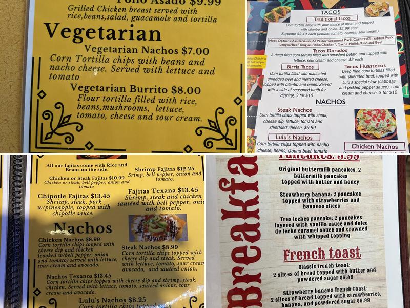 Lulu’s Tacos Menu