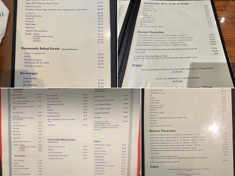 The Hilltop Restaurant Menu