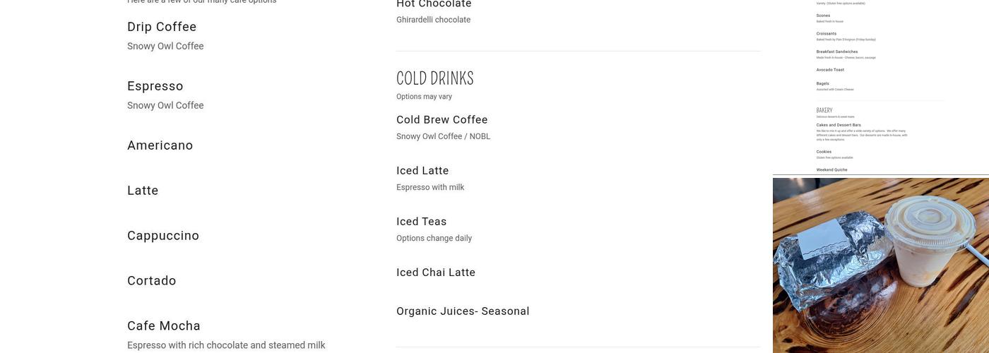 Cape Roots Market Menu