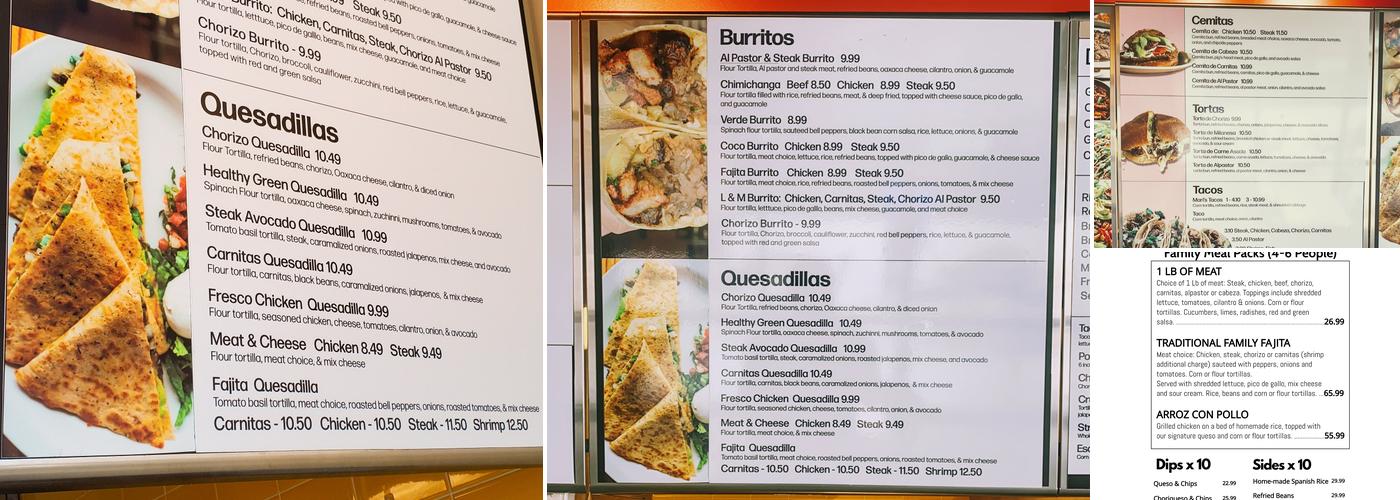 L&M Taqueria Menu