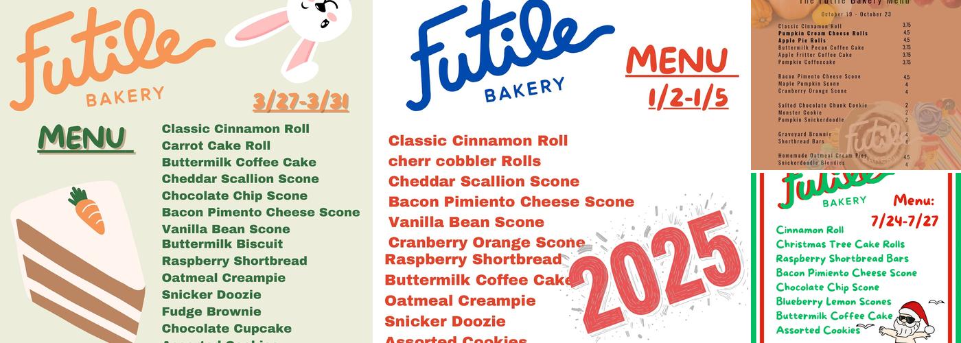 Futile Bakery Menu