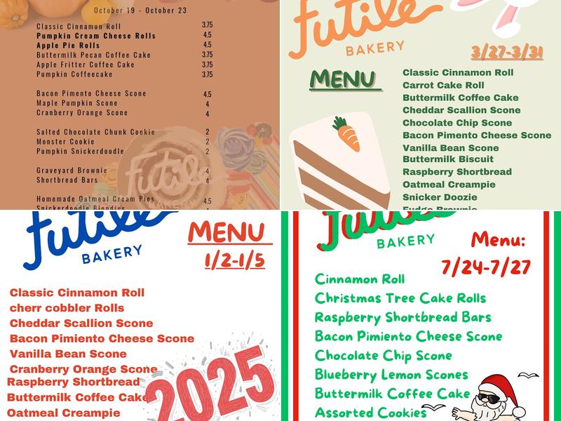 Futile Bakery Menu