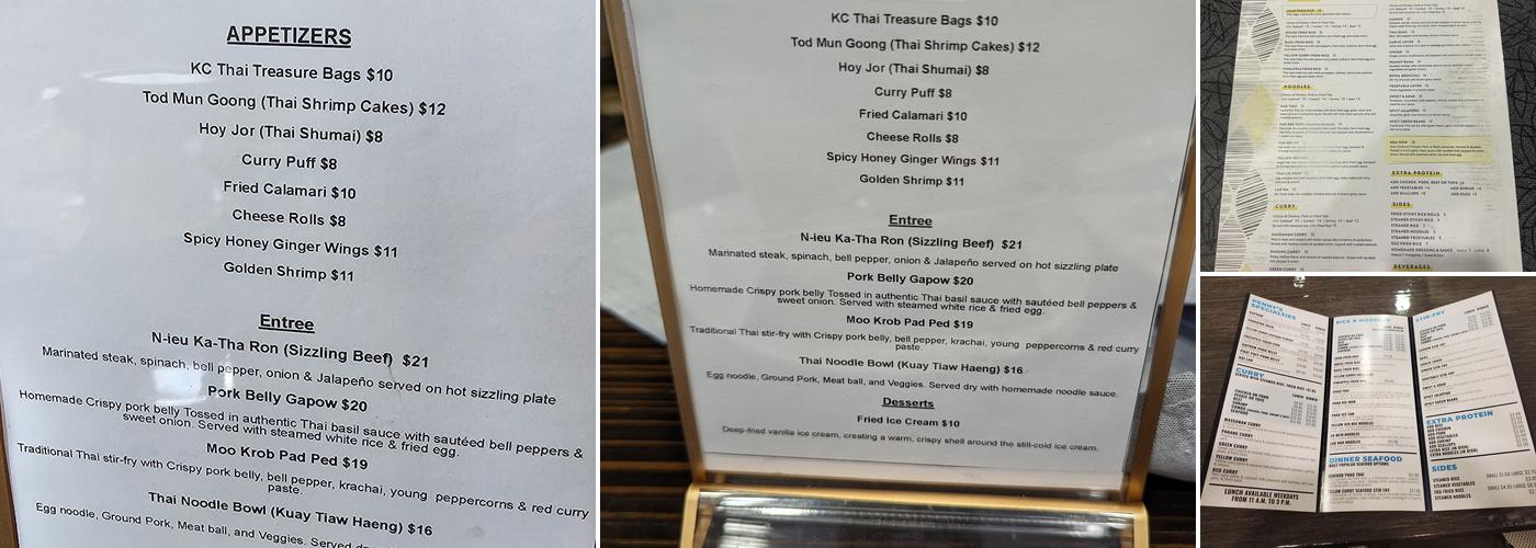 KC Thai Menu