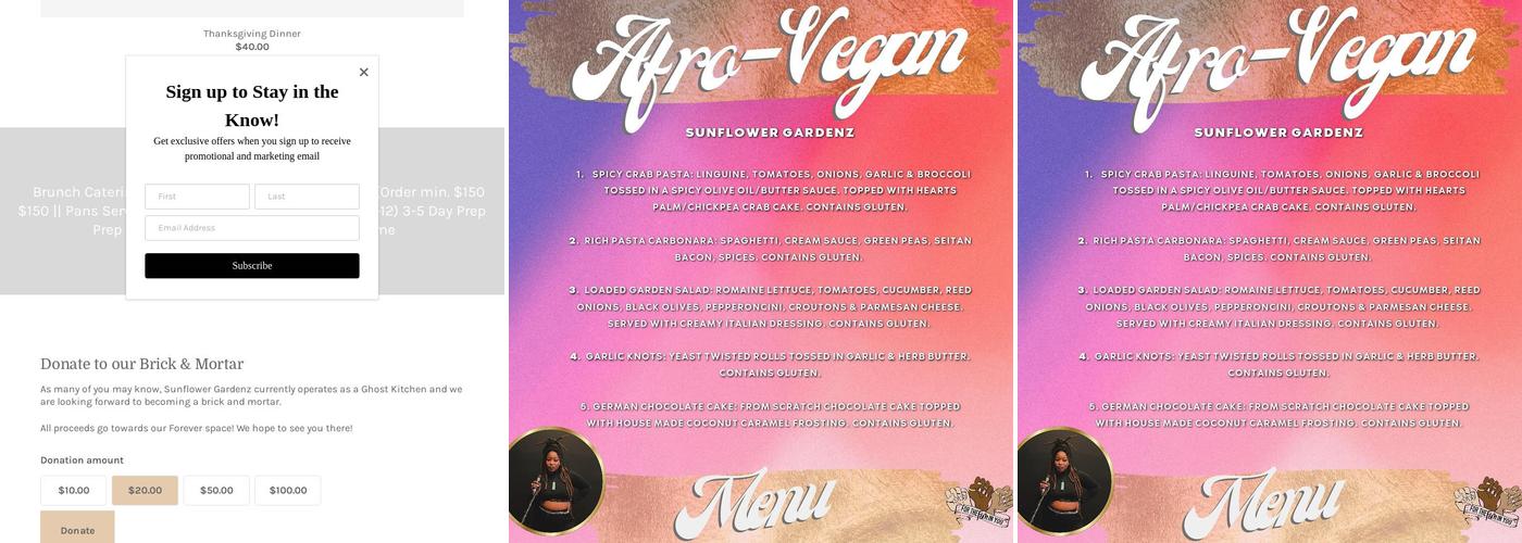 Sunflower Gardenz Menu