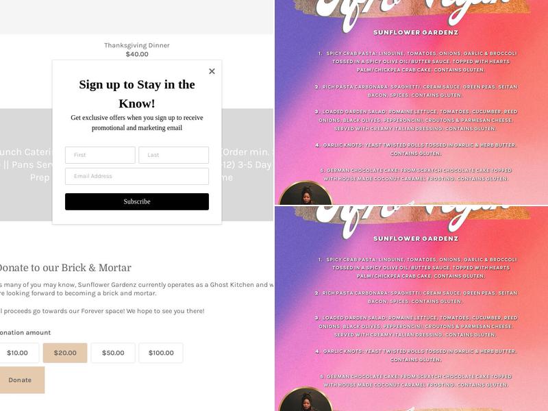 Sunflower Gardenz Menu