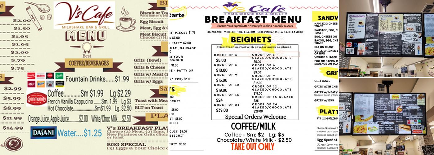 V's Cafe Menu