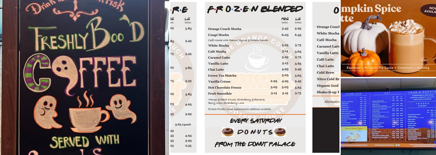 The Orange Couch Coffee House Menu